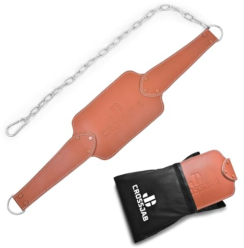 Crossjab Leather Dipping Belt Pro Dip Belt For pull ups and dips Bodybuilding With Clip Release System Back Support Strength Tested Weightlifting Gym Training Workout