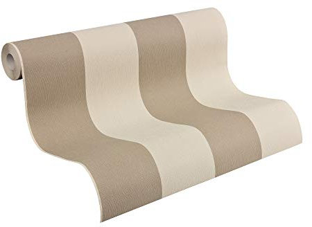 A.S. Création Styleguide Vliestapete mit Blockstreifen 0,53 x 10,05 m – Beige, Braun – moderne Streifentapete Tapete Made in Germany – 179036