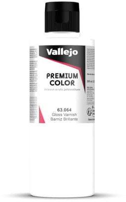 Vallejo- Premium Airbrush Color Flacone di Vernice a Base d'Acqua, 200 ml, Trasparente (Gloss Varnish), (Confezione da 1), 063064