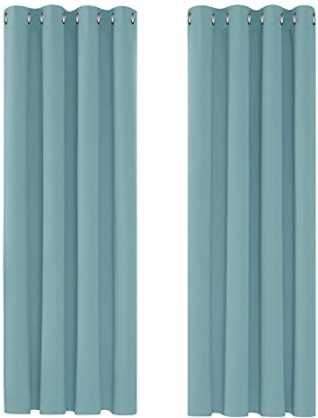 Deconovo Bedroom Blackout Curtains Super Soft Solid Thermal Insulated Eyelet Blackout Curtains for Boys 46 x 72 Inch Sky Blue 1 Pair