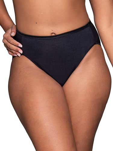 Vanity Fair Women's Illumination Hi Cut Panties (Regular & Plus Size), Midnight Black, 6