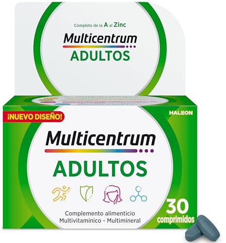 Multicentrum Complemento Alimenticio Multivitamínico y Multimineral para Adultos y Adolescentes, Sin Gluten, 30 Comprimidos