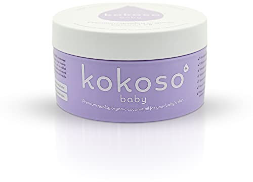 Kokoso Baby Bio Kokosöl - feuchtigkeitsspendendes 100% natürliches Babyöl für Babymassage, trockene, empfindliche und normale Babyhaut - 168 g