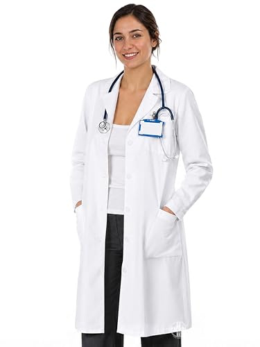 AIESI® Camice medico e da laboratorio per donna (58 bianco) in cotone 100% sanforizzato