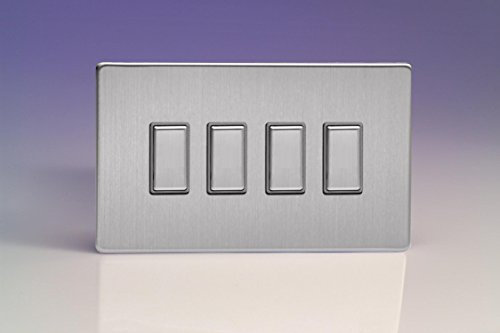 Varilight 4-Gang V-Pro Multi-Point Companion Controller - Screwless Brushed Steel With Brushed Steel Buttons