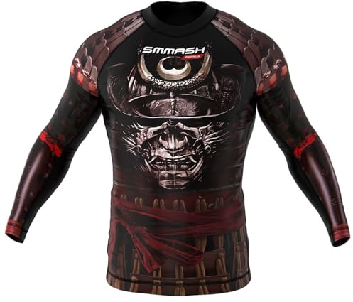 SMMASH Camiseta Deportiva Manga Larga Hombre para Artes Marciales Kickboxing Boxeo Muay Thai Compresión Termica Deportivos De Combate Rashguard