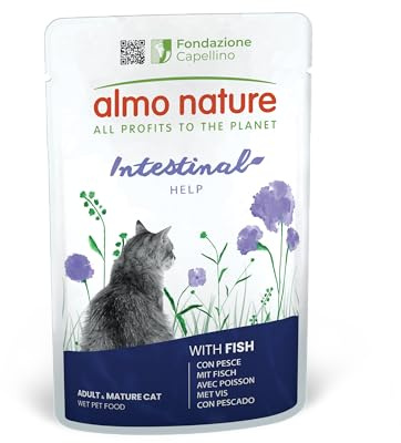 almo nature Holistic Intestinal hjälper kattmat, våtfoder för vuxna katter med fisk. 30-pack (30 x 70 g)