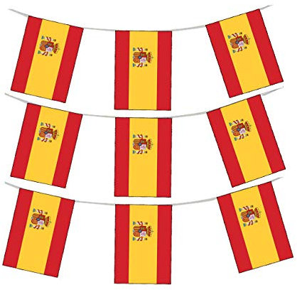 Crest Spain Spanish National Fabric Bunting 3M 10 Flags Rugby Football Fans Decorations Support