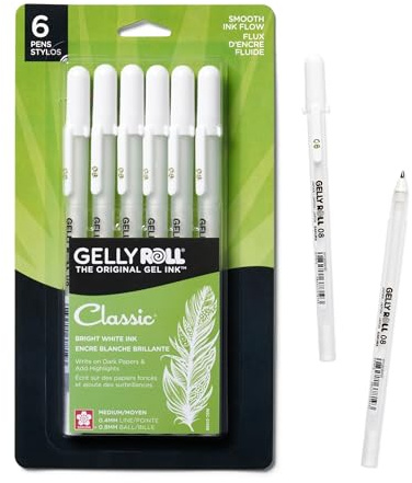 SAKURA 57488 Gelly Roll Classic 08 (Medium Pt.), 6PK Pen, White