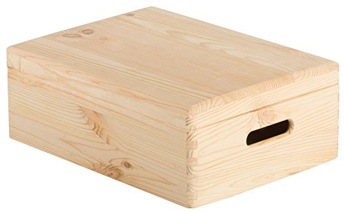 Caja de almacenaje de madera maciza de pino con tapa 14x40x30cm