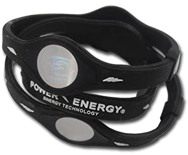 Power Energy©Balance Bands, Silicon Sports Wristband, Hologram Bracelet Wrist Band, Infused with Natural Minerals & Negative Ions (Black, Medium 190mm)