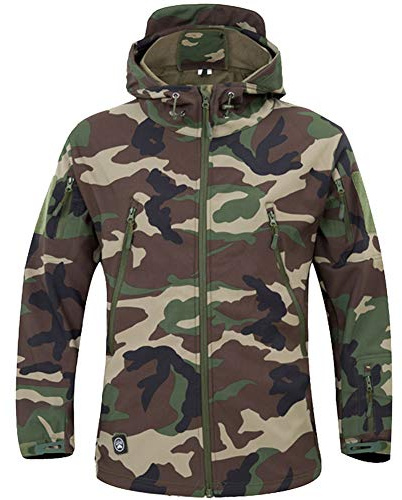 MakingDa Vattentäta jackor för män, vardaglig kappa med huva, Softshell, fleecefodrade löparjackor, taktiskt militärt arbete, fiske, jakt, klättring, Djungel kamouflage, S