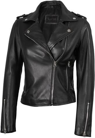 Blingsoul Womens Black Leather Jacket | [1309685] Kirsten Black, XL