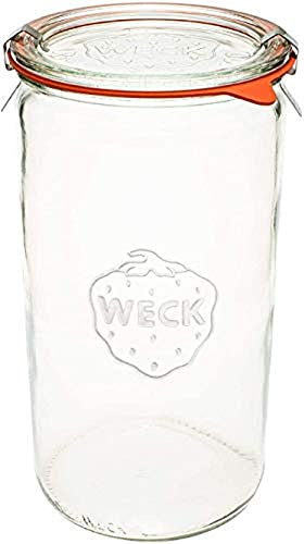 Weck Jar 974 - 1.5L Glass Jars with Large Storage Capacity - Preserving Jars with Airtight Lids Suitable for Pickling - Heat Resistant Canning Jars - Microwave Safe - (1 Jar with Glass Lid) 54 fl. oz