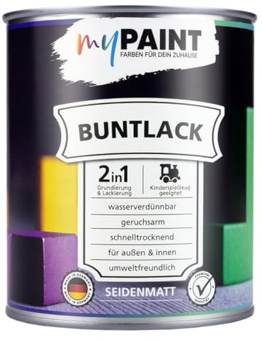 myPaint 2in1 Buntlack Seidenmatt (750ml Perleffekt Kupfer/Braun) – Wetterfeste Holzfarbe Holzlack Küchenmöbellack. Schnelltrocknend, Innen Außen