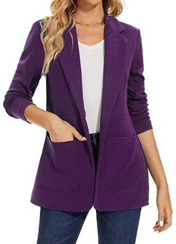 MINTLIMIT Damen-Blazer-Anzug, Ein-Knopf-Jacke, Blazer, gekerbt, Revers, Arbeitskleidung, elegant, klassisch, formell, lange Ärmel, Violett, 36