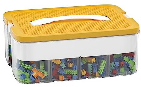 1-Layer Storage Boxes with Lids,for Lego storage box Stackable,Toy Box | Stackable Sorting Box,Plastic Large Stacking Storage Boxes with Compartments for lego container,Building Blocks and Bricks