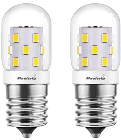Maelsrlg LED Microwave Light Bulbs Under Hood 40W Equivalent, E17 LED Bulb Dimmable for Range Hood, 3W 380 Lumens, LED Appliance Light Bulb Over Stove, Daylight 5000K, 2 Pack
