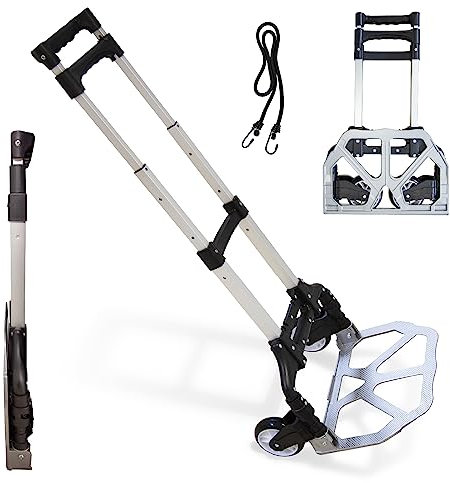 KELI - Diable Compact Pliable en Aluminium & Acier - Léger & Facilement Pliable - Capacité 80 kg - Utilisation Polyvalente - Poignée Ergonomique