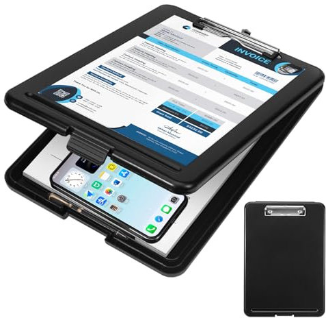 Vielseitige klemmbrett a4 mit deckel in Elegantem Schwarz - Wasserdichtes und Schmutzabweisendes PP-Material