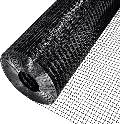 LAN JIA Black Vinyl Coated Hardware Cloth 1/2 inch Mesh 36'' x 50' 19 Gauge, PVC Wire Mesh Roll Chicken Wire Mesh Garden Fencing Aviary Cage Wire Tree Guard