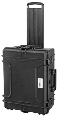 TomCase Custodia con carrello, 53x40x24 cm, grande trolley impermeabile per esterni con inserto in spugna a cubo, borsa rigida, valigia fotografica, cassa per fotocamera (Nero)
