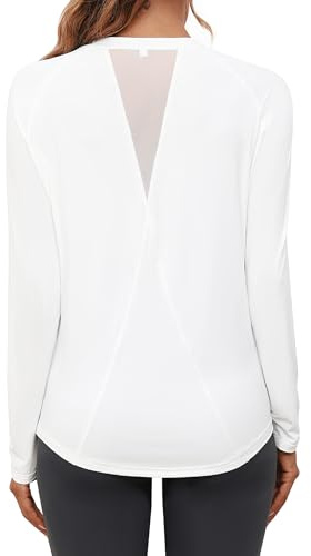 Gyabnw Camiseta Deportiva Mujer Manga Larga Cuello Redondo