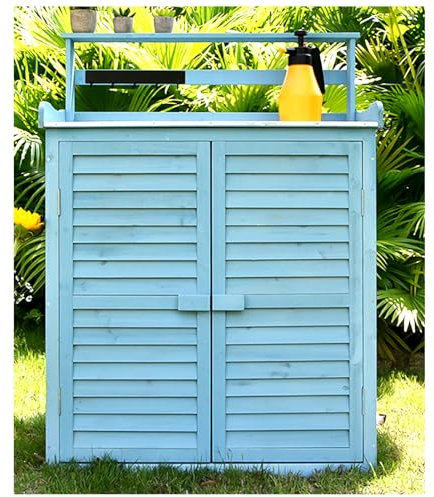 SGKOMN Tavolo da Giardino per invasatura con ripiano portaoggetti in Legno a 3 Livelli, Perfetto per la Pulizia del Cortile e per piantare, Verde