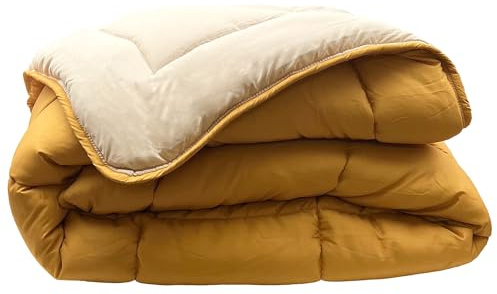 Linnea Couette Hiver 200x200 cm Cocoon Bicolore Jaune Miel/Galet garnissage Fibre Polyester 400 g/m2