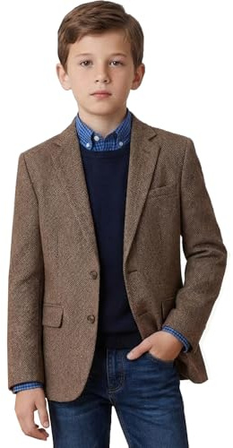 Tweed Herringbone Boys Blazer Classic Jacket for Boy Casual Jacket Formal Tweed Patterned Sport Coat