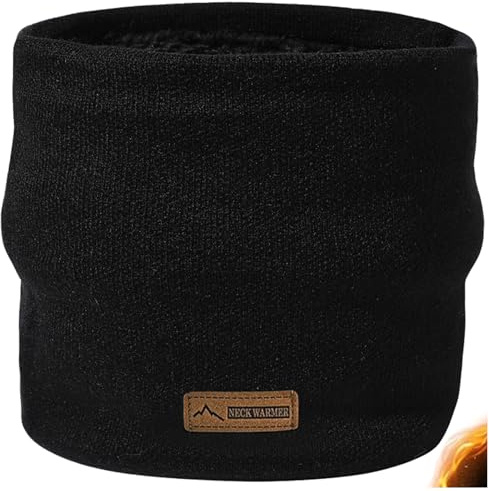 Mulapucher Bufanda Mujer Hombre Invierno Bufanda Tubular Unisex? Gruesa Braga Termica Clima Frío Calentador Cuello Lana Bufanda Tubular de Punto para Ciclismo Deportes de Running(Negro)