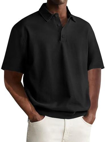 Elainone Polos pour Hommes à Manches Courtes, Couleur Unie, Tricot, Chemise de Golf d'été, Manches Raglan, t-Shirts décontractés, Vacances, Streetwear, Coupe régulière, M-3XL