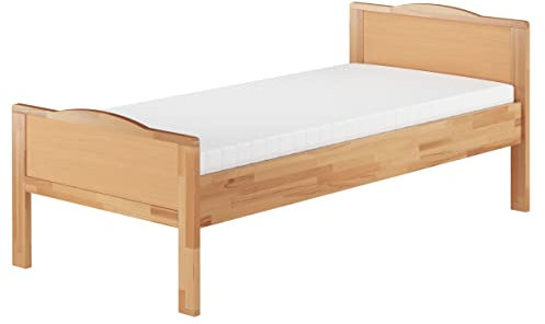 Erst-Holz®Seniorenbett Buche extra hoch 100x200 Massivholzbett Einzelbett Rollrost Matratze 60.70-10 M