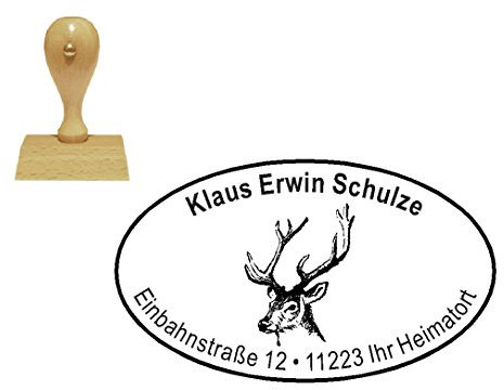 personalisierter Stempel Holzstempel « HIRSCH KOPF » Motivstempel - Tierstempel Zoo Tierpark Jäger Förster Jagd