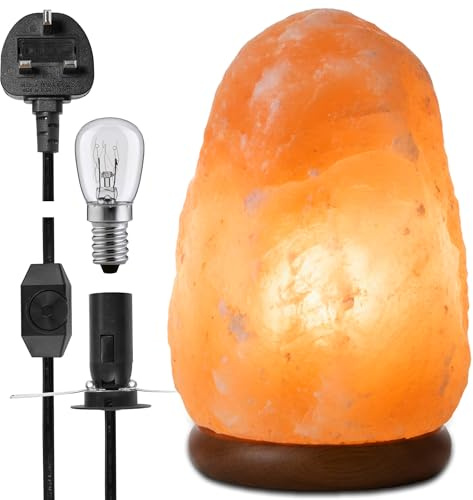 ONEX Natural Himalayan Salt Lamp 12-15KG with Wooden Base & Dimmer Switch, Handcrafted Pink Crystal Rock Night Light for Bedroom, Living Room, Meditation, Relaxation & Home Décor