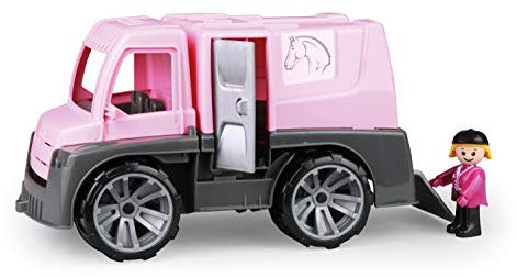 Lena 04458 - TRUXX Pferdetransporter mit Pferd und Spielfigur als Reiterin, Spielset Transporter für Pferde und Zubehör, Transportfahrzeug mit Türen zum Öffnen, Spielfahrzeug für Kinder ab 24m+