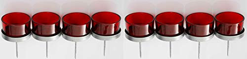 Novaliv 8er-Set Teelichthalter rot - Kerzenhalter zum Stecken - Teelichtgläser - Adventskranz - 5cm