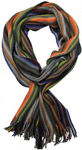 Rotfuchs Tenda a maglia da uomo, unisex, in pura lana a righe, con frange, multicolore (multicolore arancione/220 x 75 cm), multicolore arancione