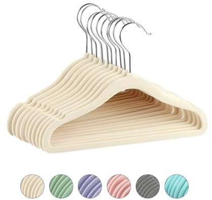 Homewit 10/20 Stück Kinder Kleiderbügel Samt| Kinderkleiderbügel Samt | Anti-Rutsch | 5 mm Dicke, platzsparend | 360° drehbarer Haken| Kleine kleiderbügel für Baby Kind, 30Lx21B cm