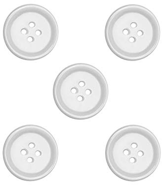 Libiline 100pcs Resin Button Solid Color 4Holes Craft Clothe Sewing Card Making Sweater Shirt (White, 1(25mm))