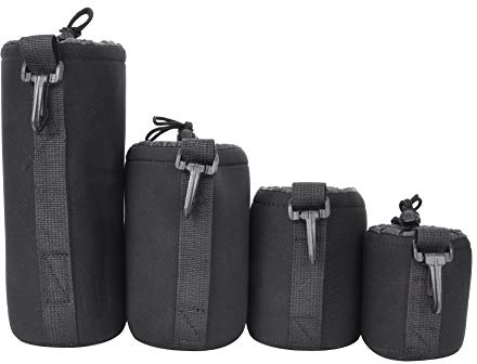 Couvercle d'objectif d'appareil photo 4 PCS S M L XL Portable Néoprène Noir Élastique Absorption des Chocs DSLR Camera Lens Cover Sac de Rangement de l'objectif de l'appareil photo sacs et étuis