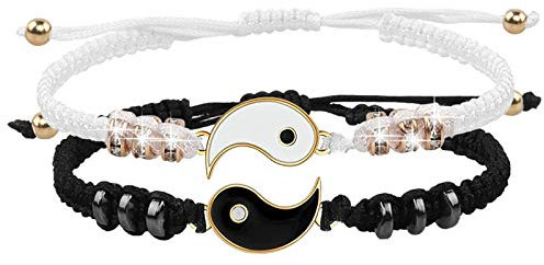 2 Matching Yin Yang Verstellbare Schnur Armband Freundschaft Beziehung Freund Freundin Valentinstag Bester Freund Armbander mit Geschenkkarte