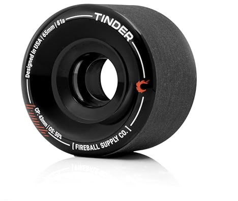 Fireball Tinder 65mm Longboard Wheels 81a - USA Designed Soft Wheels for Skateboard Longboard and Cruiser (Set of 4 - Black)