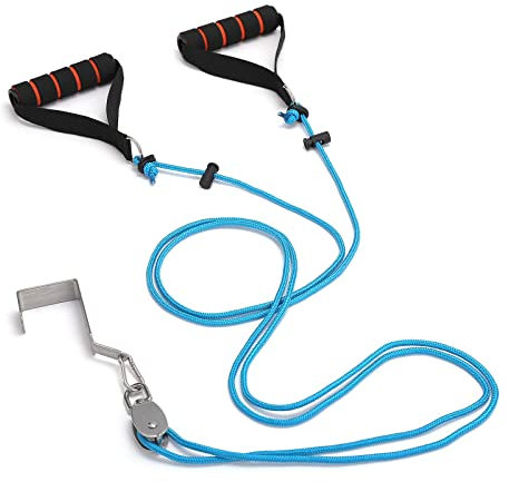 Fanwer Schulter Physiotherapie Seilzug, Shoulder Pulley für Training/Rehabilitation/Reha/Schulterbeweglichkeit, an der Tür Hängen Fitness Gymnastik Seil mit Handgriffe und Befestigung