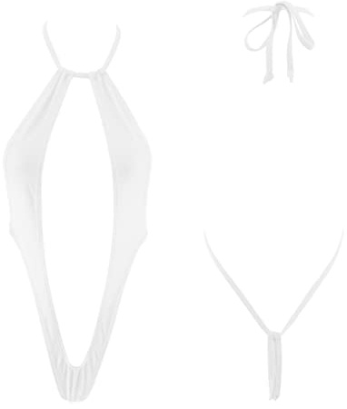 SHERRYLO Micro Bikini Extreme Slingshot G String Sling Bikinis Slutty Exotique Maillot de bain String Maillot de bain Lingerie pour femme, 1697-blanc, Taille Unique