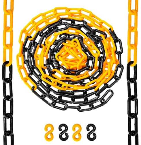 10 Meter 8MM Plastic Chain - Yellow and Black | Highly Visible Plastic Barrier Chain | Durable Safety Chain for Crowd Control, Construction Sites, and Hazardous Areas (1)
