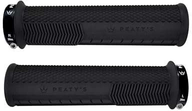 Peaty's Monarch Grips Fahrradgriffe - Knurl Fahrrad Lenkergriffe, Fahrradgriffe Ergonomisch für Komfort, Fahrrad und MTB Griffe, Fahrradlenker Griffe für Mountainbike - Dünn 30-32 mm, Schwarz