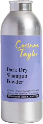 Corinne Taylor | Organic Dark Dry Shampoo Powder | Chocolate Scent | Orange, Arrowroot & Cacao Seed Powder | Volumising | Brunette & Dark Hair | Talc Free and Aerosol Free | 100% Natural | Vegan | 85g