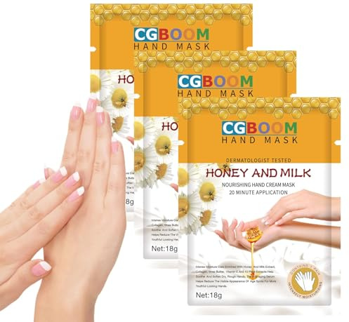 AWIWTOBQ Hand Mask Moisturizing Glove 3 pack, Hand Peel Mask Exfoliating Gloves, Hand Repair Glove for Dry Hands Treatment, Remove Dead Skin, Rough Skin, Honey Milk