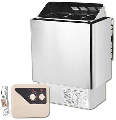 Bastuugn 4.5-9 Kw Elektrisk Bastuugn Ångbad Bastuugn med extern digital kontroller 3h timer och justerbar temperatur för hemmet och hotell (8KW)